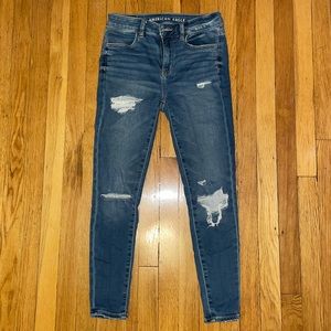 American Eagle distressed skinny jeans.